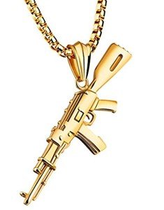 Gold AK-47 Pendant Necklace for Men
