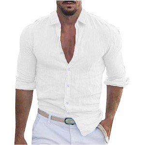 Men's Casual Long Sleeve Cotton Linen Shirts