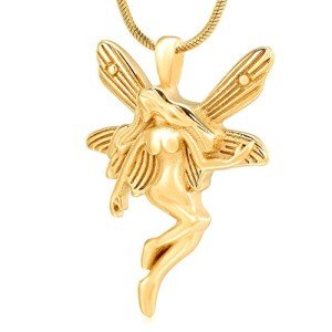 Gold Angel Wings Cremation Urn Necklace for Ashes