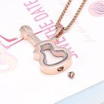 Rose Gold Guitar Cremation Necklace for Ashes