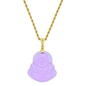 Men's Purple Jade Laughing Buddha Pendant Necklace