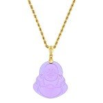 Men's Purple Jade Laughing Buddha Pendant Necklace