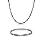 Men's Stainless Steel Foxtail Chain Necklace & Bracelet Set
