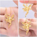 Gold Angel Wings Cremation Urn Necklace for Ashes