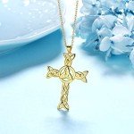Celtic Knot Cross Pendant Necklace in Black Gold