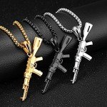 Gold AK-47 Pendant Necklace for Men