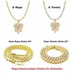 Iced Out Broken Heart Pendant Necklace for Men