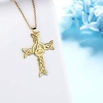 Celtic Knot Cross Pendant Necklace in Black Gold