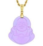 Men's Purple Jade Laughing Buddha Pendant Necklace