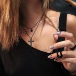 Celtic Knot Cross Pendant Necklace in Black Gold