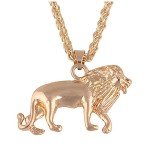 Men's Gold Lion Pendant Necklace - Trendy Charm