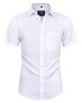 Men's Casual Short Sleeve Button Down Shirt - White