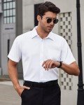 Men's Casual Short Sleeve Button Down Shirt - White