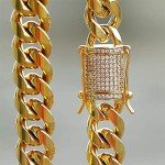 Miami Cuban Link Chain 1ct Diamond Clasp 14K Gold Plated Stainless Steel 10 mm - Men's Jewelry, Mens Necklace, Cuban Chains, Thick Necklace, Chains for Men, Miami Cuban Chains, Gold Finish, Cubic Zirconia,