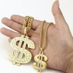 Men's 6 Pack Gold Dollar Sign Necklace Set