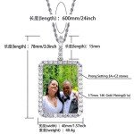 MoCa Jewelry Personalized Custom Photo Medallions Necklace & Pendant 18K Gold Silver Cubic Zircon Hip hop Jewelry Dog Tag Necklace for Men Women (Rectangle Rose Gold)