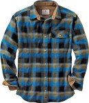 Men's Cobalt Plaid Flannel Shirt with Corduroy Cuffs
