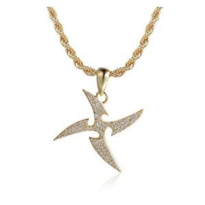 KMASAL Iced Out Whirlwind Pendant 18k Gold Plated Lab Diamond Hip Hop Necklace Gold Silver Color Copper Pendent for Men Women Jewelry with Stainless Steel Rope Chain