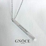 Gnoce Engravable Vertical Bar Necklace Sterling Silver Custom Pendant Necklace Silver/18K Gold/18K Rose Gold Y-Necklace Fashion Jewelry Gift for Women Men (1Silver)