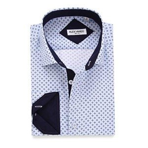 Alex Vando Men's Long Sleeve Printed Shirt, Light Blue