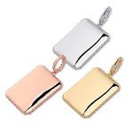 MoCa Jewelry Personalized Custom Photo Medallions Necklace & Pendant 18K Gold Silver Cubic Zircon Hip hop Jewelry Dog Tag Necklace for Men Women (Rectangle Rose Gold)