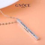 Gnoce Engravable Vertical Bar Necklace Sterling Silver Custom Pendant Necklace Silver/18K Gold/18K Rose Gold Y-Necklace Fashion Jewelry Gift for Women Men (1Silver)