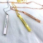 Gnoce Engravable Vertical Bar Necklace Sterling Silver Custom Pendant Necklace Silver/18K Gold/18K Rose Gold Y-Necklace Fashion Jewelry Gift for Women Men (1Silver)
