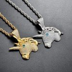 LC8 Jewelry Unisex Exquisite Bubble Unicorn Pendant Hip Hop Iced Out Rhinestone Crystal Necklace 18K Gold Plated with 24” Stainless Rope Chain for Men Women(Gold)