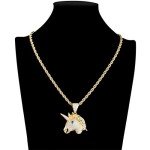 LC8 Jewelry Unisex Exquisite Bubble Unicorn Pendant Hip Hop Iced Out Rhinestone Crystal Necklace 18K Gold Plated with 24” Stainless Rope Chain for Men Women(Gold)