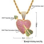 LC8 Jewelry Unisex Exquisite Bubble Arrow of Cupid Heart Pendant Hip Hop Iced Out Rhinestone Crystal Necklace 18K Gold Plated with 24” Stainless Rope Chain for Men Women (Gold-Tennis Chain, 30)
