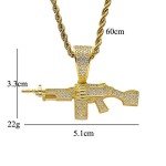 Moca Jewelry Iced Out Machine Gun Pendant 18K Gold Plated Chain Bling CZ Simulated Diamond Hip Hop Necklace for Men Women (Gold)