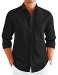 COOFANDY Men's Muscle Fit Untucked Dress Shirt - Black