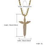 TOPGRILLZ Sword and Rose Pendant Necklace 14K Gold Plated Lab Simulated Diamond Chain for Men and Women Fashion Jewelry Collection (Gold Savage Sword)