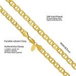 Lifetime Jewelry Gold Necklace for Women & Men [ 6mm Mariner Link Chain ] 20X More Real 24k Plating Than Other Statement Necklaces (30)