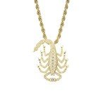 Moca Jewelry Iced Out Scorpion Pendant Necklace 18K Gold Plated Bling CZ Simulated Diamond Hip Hop Rapper Chain Necklace for Men Women (Gold)