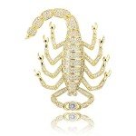 Moca Jewelry Iced Out Scorpion Pendant Necklace 18K Gold Plated Bling CZ Simulated Diamond Hip Hop Rapper Chain Necklace for Men Women (Gold)