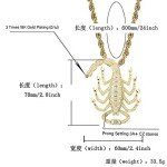 Moca Jewelry Iced Out Scorpion Pendant Necklace 18K Gold Plated Bling CZ Simulated Diamond Hip Hop Rapper Chain Necklace for Men Women (Gold)