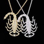 Moca Jewelry Iced Out Scorpion Pendant Necklace 18K Gold Plated Bling CZ Simulated Diamond Hip Hop Rapper Chain Necklace for Men Women (Gold)