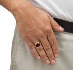 Palm Beach Jewelry Men's Lab Created Red Ruby and Diamond 18k Yellow Gold-Plated Ring Size 13