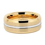 100S JEWELRY Tungsten Rings for Mens Gold Wedding Bands Silver Grooved Two Tone 8mm Wide Size 6-16 (6.5)