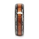 100S JEWELRY 6mm Mens Womens Black Wedding Bands Tungsten Ring Koa Wood Inlaid Silver Scroll Comfort Fit Size 5-9.5 (7)
