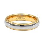 100S JEWELRY 4mm Tungsten Rings for Men Women Wedding Band Two Tones Gold Silver Engagement Size 4-13 (6)