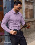 COOFANDY Men's Lavender Dress Shirt, Long Sleeve