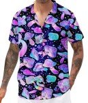 Men's Novelty Purple Mushroom Button Down Shirt