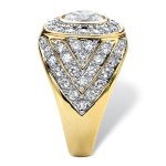 Palm Beach Jewelry Men's Round White Cubic Zirconia 14k Gold-Plated Geometric Cluster Ring Size 9