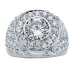 Palm Beach Jewelry Men's Silver Tone Round Cubic Zirconia Geometric Cluster Ring Size 11