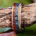Kingsway Jewelry Men's Wedding Band Natural Genuine Deer Antler Turquoise Koa Wood Stainless Steel Engagement Ring 7MM Width (9)