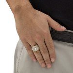 Palm Beach Jewelry Men's Round White Cubic Zirconia 14k Gold-Plated Geometric Cluster Ring Size 9