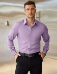 COOFANDY Men's Lavender Dress Shirt, Long Sleeve
