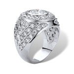 Palm Beach Jewelry Men's Silver Tone Round Cubic Zirconia Geometric Cluster Ring Size 11